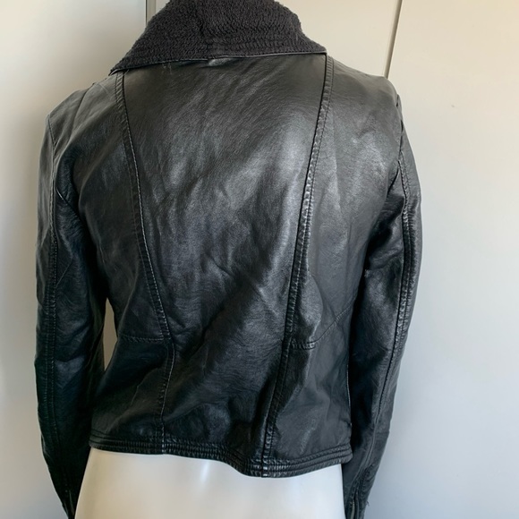 Free People moto vegan leather asymmetrical zip black size 0 jacket - Picture 5 of 5